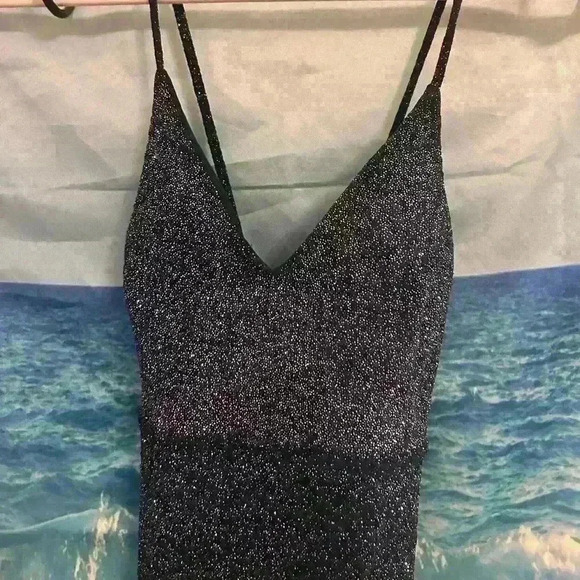 BLUE Lovely Day Sparkly Tight Spaghetti Strap Dress - Picture 3 of 15